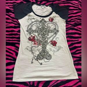 Southpole Women's Medium Y2K Gothic Tattoo Rose AOP